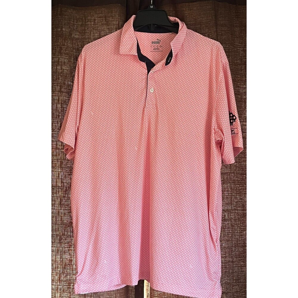 PUMA Polo Shirt Men's Pink L P.B. Dye Golf Performance Moisture Wicking